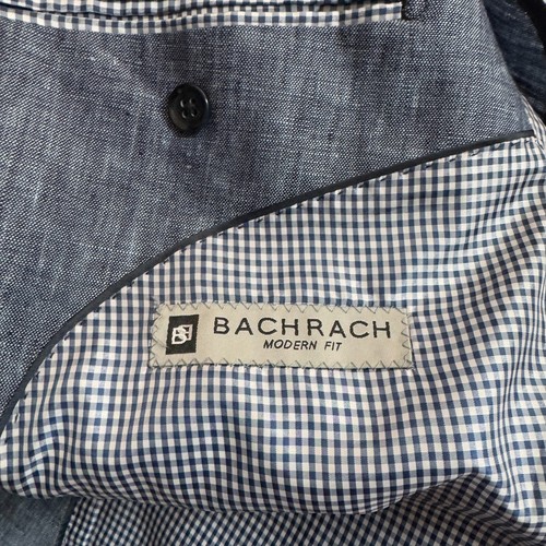 Bachrach Blazer Sport Coat Mens 46R Blue 100% Linen Modern Fit - Picture 11 of 12