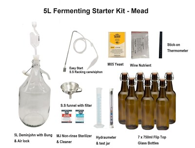 Wine Making Kit Full Starter 4.5L 6 Bottle Mead Cider Ginger Beer PET Demijohn E - Foto 8