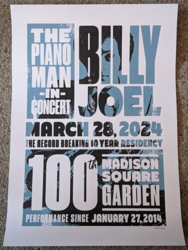 Billy Joel 3/28/24 Orig Concert Poster Madison Square Garden Show #100 - 208/300 - Photo 1 sur 6