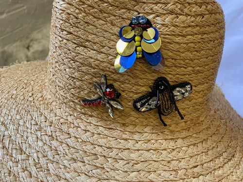 Steve Madden Women's Embellished Insects Panama Hat One Size - Picture 5 of 5