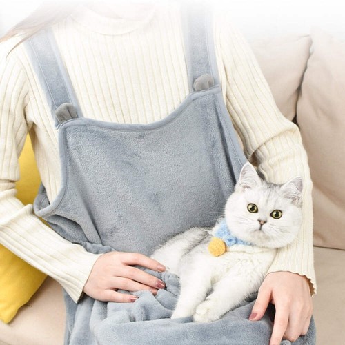 Cat Hug Apron Fleece Carriers Bags Antisticky Fur Hold Cats Pocket
