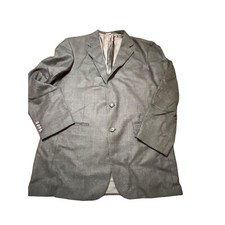 Oscar De La Renta Mens Grey 42L Blazer 100 Lambswool 2 Button