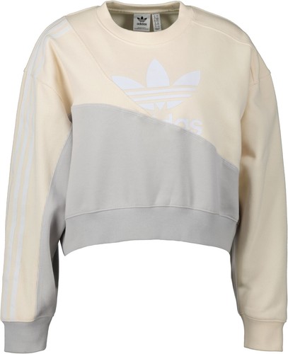 NEU !! Adidas Damen Sweatshirt Cropped mit Logo-Print vanille-grau-weiß Gr. 36