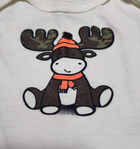 Healthtex Boys Girls Size 0-3 Months Long Sleeve Cream Color Shirt with Moose - Picture 2 of 6