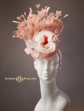 Kentucky Derby Fascinator Pink Ombre Ivory White Rose Hat Royal Ascot Bridal Hat