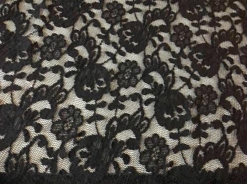 NEW Designer Jet Black Stretch Floral Lace Fabric 57"146cm High Class Lace Cloth - Picture 2 of 3