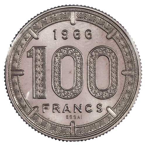 États de l'Afrique centrale - 100 francs 1966 ESSAI nickel - scellé FDC - KM.E6 - Imagen 2 de 2