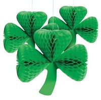 St. Patrick's Day Set Of 3 Three Leaf Clover 3d Paper Decorations St. Patrick's Day Set Of 3 Three Leaf Clover 3d Paper Decorations