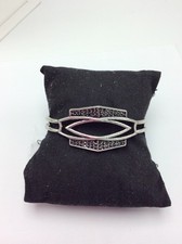 LUCKY BRAND Pave Hematite Silver-Tone Openwork Cuff Bracelet $49 #148a