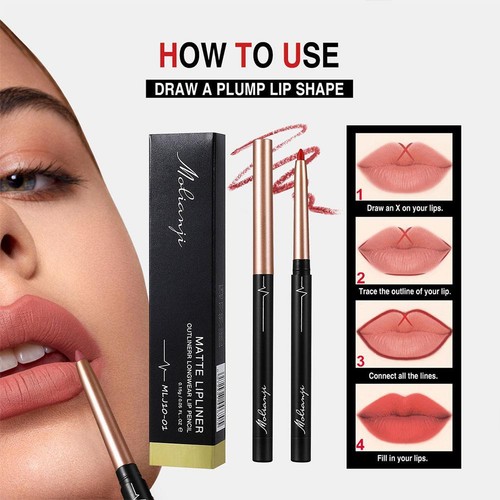 .Waterproof and Colorfast Matte Lip Liner Contours Lips in Shades Lipstick - Picture 3 of 20
