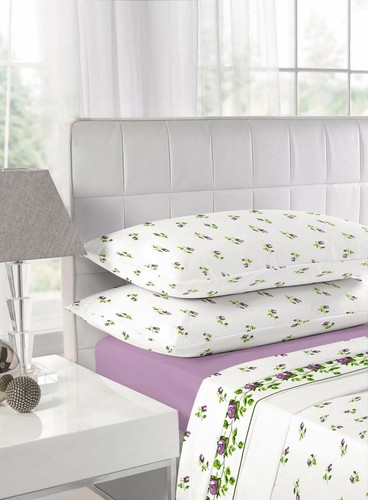 100% Brushed Cotton Thermal Flannelette Printed Plain Sheet Set & Pillow cases - Picture 8 of 92