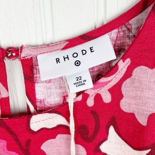 NEW Rhode x Target Zinnia Floral Print Bell Sleeve Midi Dress Linen Plus Size 22 - Picture 6 of 12