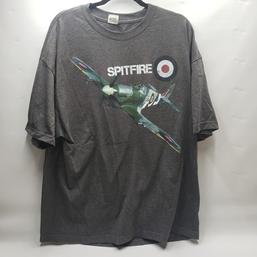 Spitfire Shirt Mens 2XL Gray Retro WWII Planes Labusch Skywear 1990's