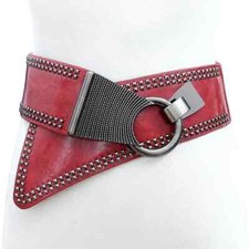 Women Punk Waistband Belt Buckle Wide Corset Elastic Fashion Leather Setrtch