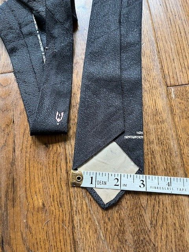 Vintage 60s Skinny Tie grey pink Silk - Picture 2 of 2