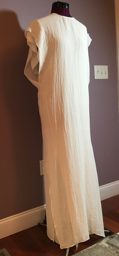 NWT Massimo Dutti Women's Textured Linen Blend Tunic Midi-Dress White Sz S $259 - Picture 3 of 5