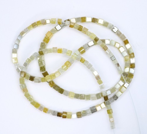 34.00 CT Multi Color Necklace Strand 16" Inch Cube Shape Beads Polished Diamond - Picture 4 of 12