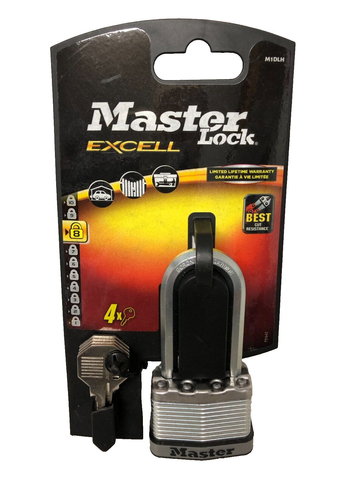 Master Lock M1EURDLH Excell Laminated Steel 45mm Padlock - 51mm Shackle 4 Keys