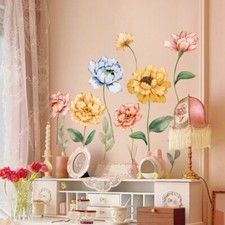 UK PVC Floral Wall Stickers Retro Clings Decals Living Room Art Home Wall Decor