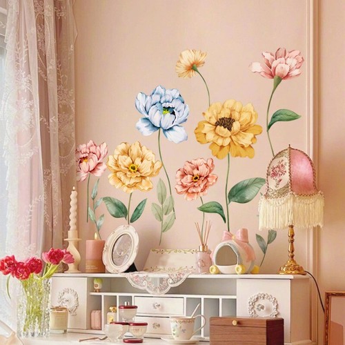 UK PVC Floral Wall Stickers Retro Clings Decals Living Room Art Home Wall Decor