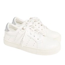 J.Crew Factory Girls' lace-up sneakers White Lavender BW251 size K5 NWT