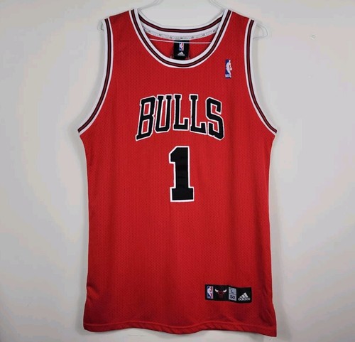 Derrick Rose #1 Chicago Bulls NBA Adidas Mesh Basketball Jersey Red Mens L 50