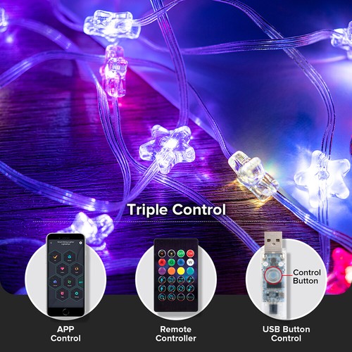 USB Weihnachts beleuchtung String 5/10m Bluetooth Musik App Remote 5V WS2812B - Bild 35 von 75