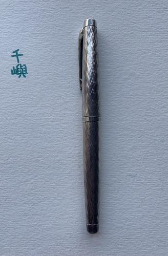 Platinum Pt Alloy Sterling Silver Diamond Pattern Pen + Conv-800 Converter Pouch - Picture 5 of 22