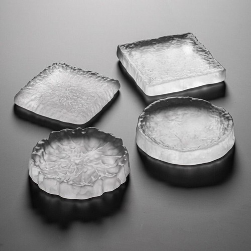Exquisite Frosted Glass Plate Transparent Dessert Plate Cold Dishes Kitchen - Picture 11 of 16