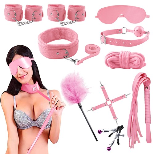 10PC Slave Bondage Set Nipple Clamps Whip SM Kit Restricted Sex Toys BDSM Couple - Picture 9 of 15