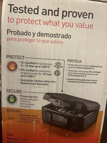 SentrySafe 1200 Fireproof Safe Box 0.18 cu ft - Black - Picture 2 of 2