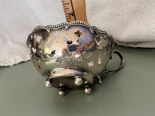 1902 Tiffany Sterling Silver Footed teacup reticulated tea glass Russian - Picture 2 of 4