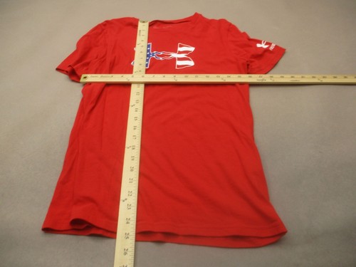 Under Armour Size XL Girls Red Cotton Blend Short Sleeve Long Athletic Top 205 - Picture 5 of 9