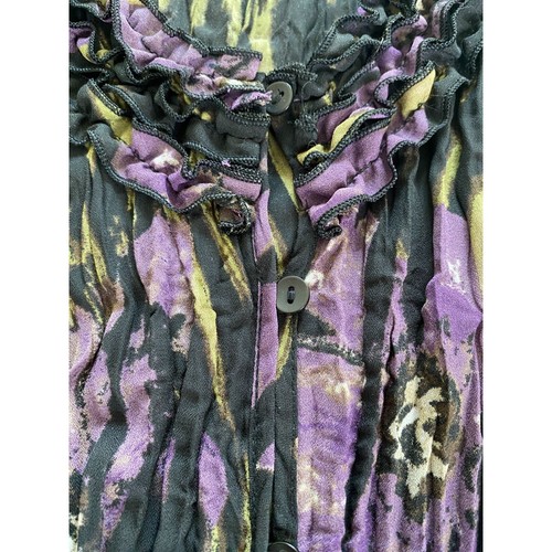Piano Womens Purple Crinkle Button-Down Ruffled Neck and Cuff Blouse Size 3X - Picture 6 of 12