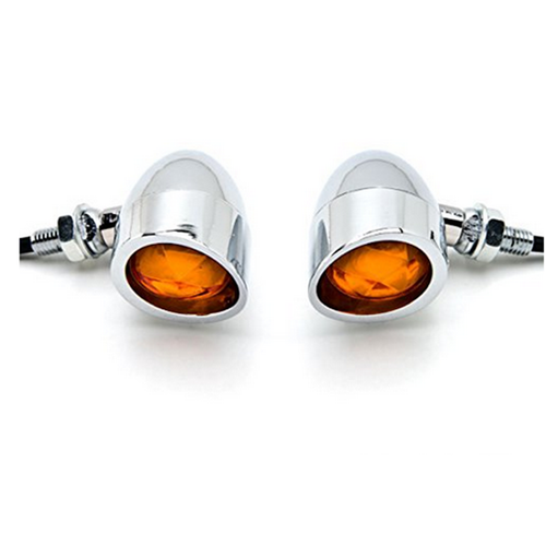 4X Motorcycle Chrome Amber Turn Signal Light Kawasaki Yamaha Honda Suzuki custom - Bild 2 von 5