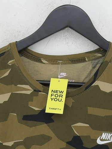 Nike Herren T-Shirt M Grün Camouflage 100% Baumwolle Basic - Bild 3 von 5