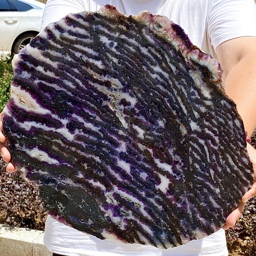 6.49LB Natural of Zebra Stone and Fluorite Coexistence Slice quartz crystal - 第 3/12 張圖片