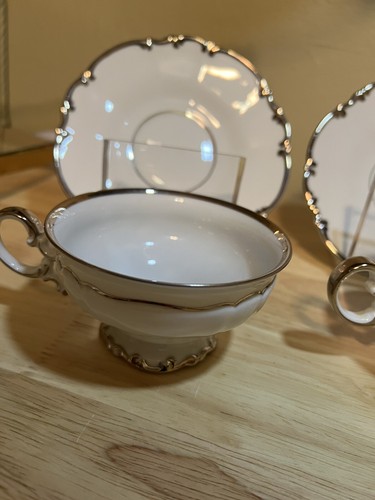 HUTSCHENREUTHER BAVARIA SYLVIA Revere Cup And Saucer Set Of 4 - Stamped - Picture 7 of 24