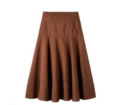 Mel gather skirt　ANDMARY　BROWN　M▲▲▲ ME+EM LINEN BLEND A-LINE SKIRT | eBay