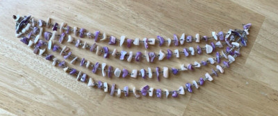 Purple Shell Chip Craft BIB NECKLACE AB Spacer Beads PART SEE PHOTOS NEED REPAIR