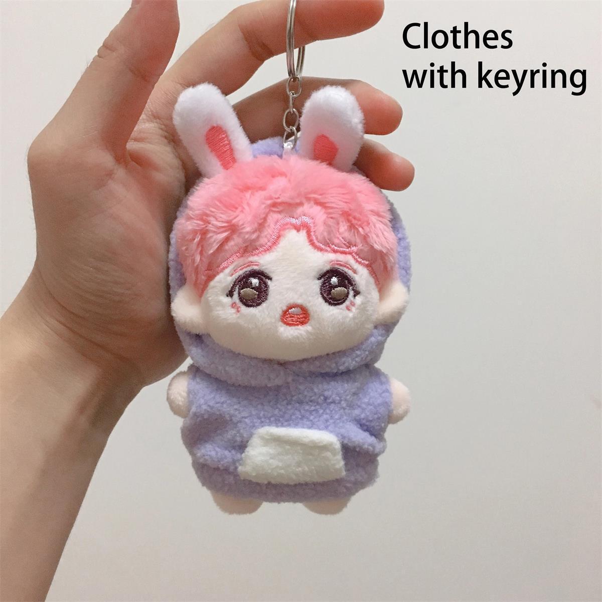 10cm Plush Doll Clothes Hoodie Pullover Top With Key Ring Chain