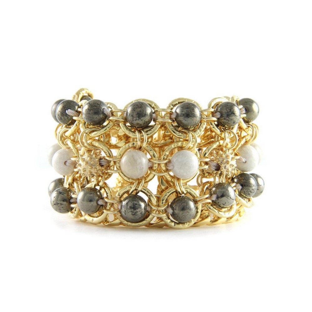 Ettika - Bracelet en Or giallo et Perles de de de Pyrite 1940c2 Ettika - Bracelet en Or giallo et Perles de de de Pyrite 1940c2