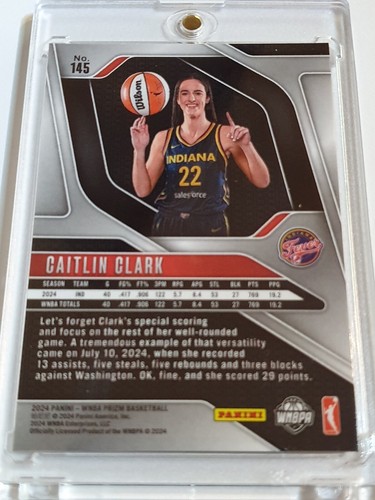 2024 Panini Prizm WNBA Caitlin Clark Rookie #145 - Ready to Grade - Picture 3 of 3