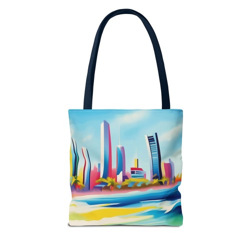 New Vibrant Beach Cityscape Tote Bag, Travel, Vacation Tote, - Picture 15 of 21