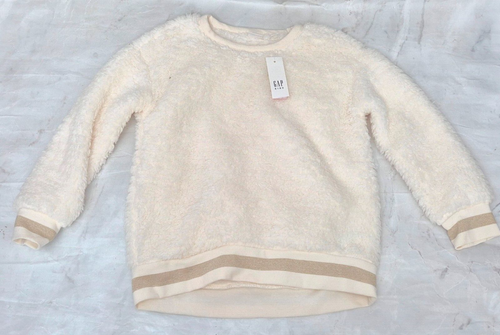 GAP UK Kinder Mädchen weiß creme gestreift Langarm Pullover Sweatshirt Oberteil - Bild 2 von 2