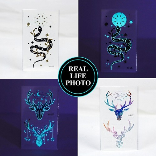 12 Fogli Tatuaggi Temporanei Luminosi Tatuaggi Adesivi Glow in the Dark - SteadyINK - Foto 6 di 27