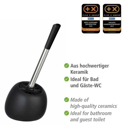 WENKO WC Garnitur POLARIS schwarz matt Keramik Toiletten Bürsten Klo Halter Bad - Bild 3 von 7