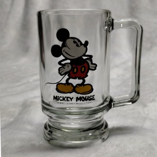 Mickey Mouse Glass Beer Mug Walt Disney Productions Collectible Barware - Picture 5 of 8