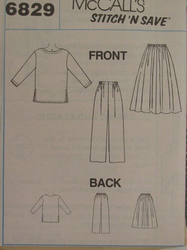 OOP McCALLS 6829 Misses Pullover Top Full Skirt & Pants PATTERN XS-S-M/4-14 UC - Picture 2 of 3