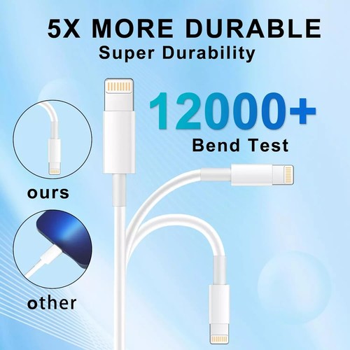 5 USB iPhone Cables Fast Charger For Apple Lead 5 6 7 8 X XS XR 11 12 Pro Cable - Picture 6 of 7